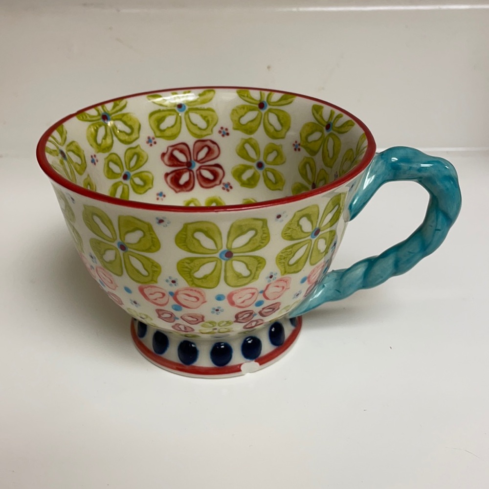 Anthropologie floral coffee cup mug